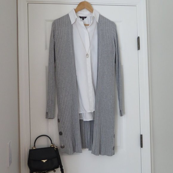 Marks & Spencer UK Sweaters - Edge to Edge Silver Grey Long cardigan